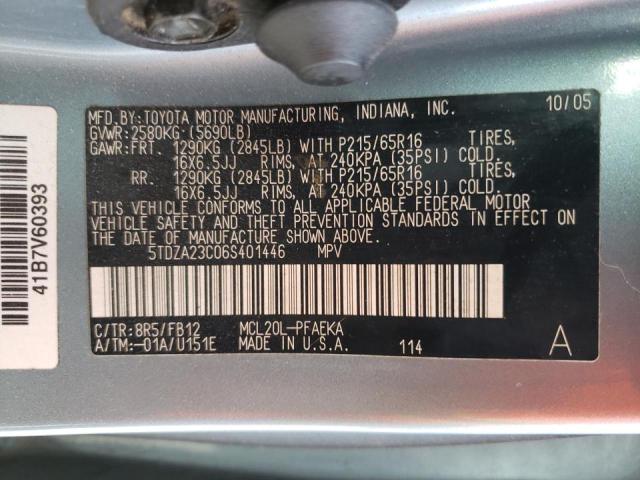 Photo 10 from auction – 2006 TOYOTA SIENNA CE with VIN 5TDZA23C06S401446