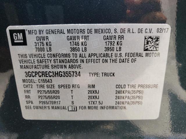 Photo 10 from auction – 2017 CHEVROLET SILVERADO with VIN 3GCPCREC3HG355734