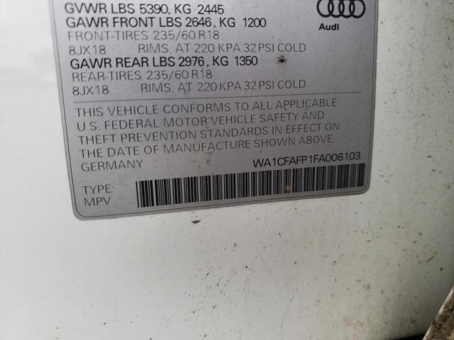 Photo 10 from auction – 2015 AUDI Q5 PREMIUM with VIN WA1CFAFP1FA006103