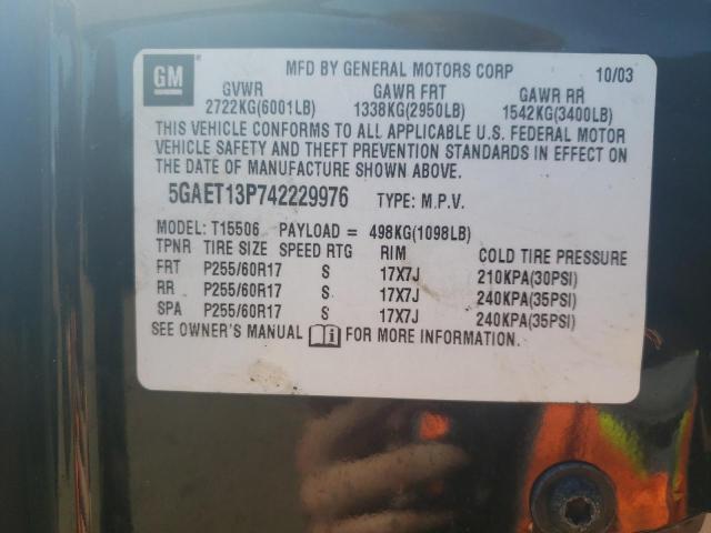 Photo 10 from auction – 2004 BUICK RAINIER CX with VIN 5GAET13P742229976