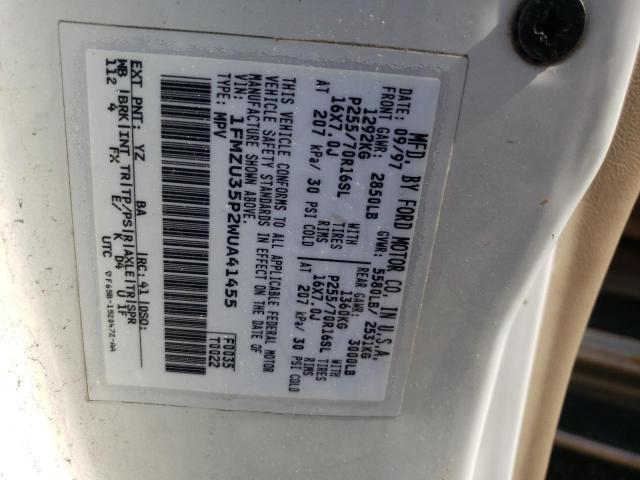 Photo 10 from auction – 1998 FORD EXPLORER with VIN 1FMZU35P2WUA41455