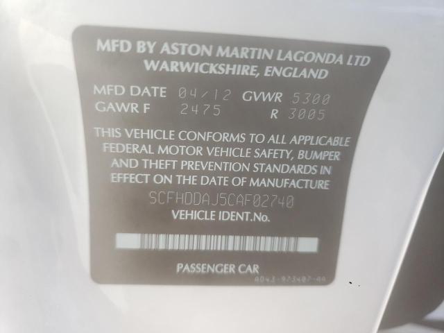 Photo 10 from auction – 2012 ASTON MARTIN RAPIDE with VIN SCFHDDAJ5CAF02740