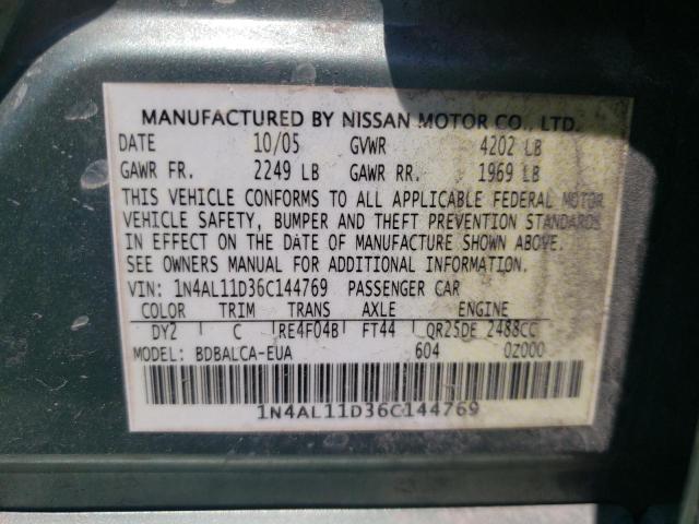 Photo 10 from auction – 2006 NISSAN ALTIMA S with VIN 1N4AL11D36C144769