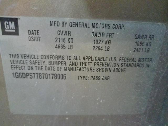 Photo 10 from auction – 2007 CADILLAC CTS HI FEA with VIN 1G6DP577870178006