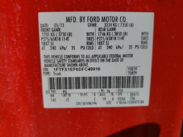 Zdjęcie 10 z aukcji – 2013 FORD F150 SUPER z VIN 1FTFX1EF6DFC49916