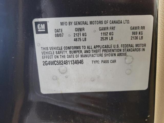 Photo 10 from auction – 2008 BUICK LACROSSE C with VIN 2G4WC582481134946