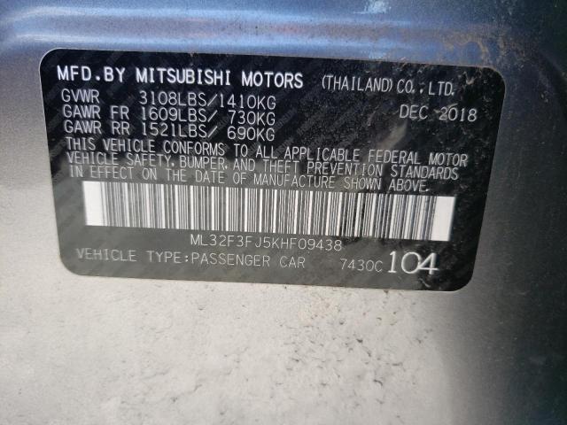 Photo 10 from auction – 2019 MITSUBISHI MIRAGE G4 with VIN ML32F3FJ5KHF09438