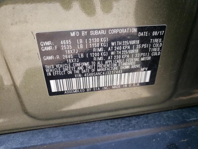 Photo 10 from auction – 2018 SUBARU OUTBACK 2. with VIN 4S4BSANC4J3217445