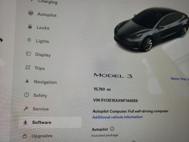 Photo 8 from auction – 2022 TESLA MODEL 3 with VIN 5YJ3E1EAXNF144556
