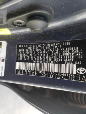 Photo 10 from auction – 2017 TOYOTA COROLLA L with VIN 5YFBURHE2HP630377
