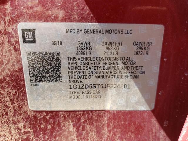 Photo 10 from auction – 2018 CHEVROLET MALIBU LT with VIN 1G1ZD5ST6JF234201