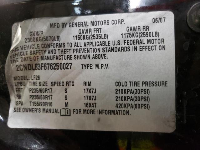 Photo 10 from auction – 2007 CHEVROLET EQUINOX LT with VIN 2CNDL63F676250027