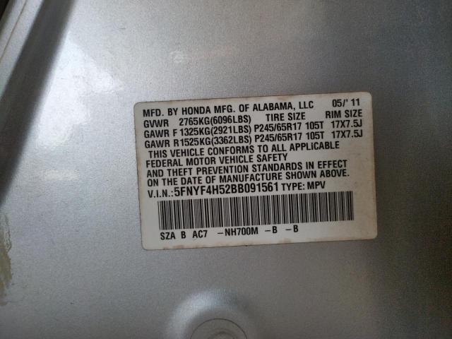 Photo 10 from auction – 2011 HONDA PILOT EXL with VIN 5FNYF4H52BB091561