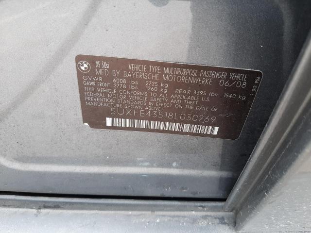 Photo 10 from auction – 2008 BMW X5 3.0I with VIN 5UXFE43518L030269