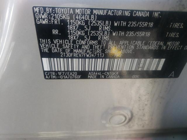 Photo 10 from auction – 2015 TOYOTA RAV4 LIMIT with VIN 2T3DFREV7FW347113