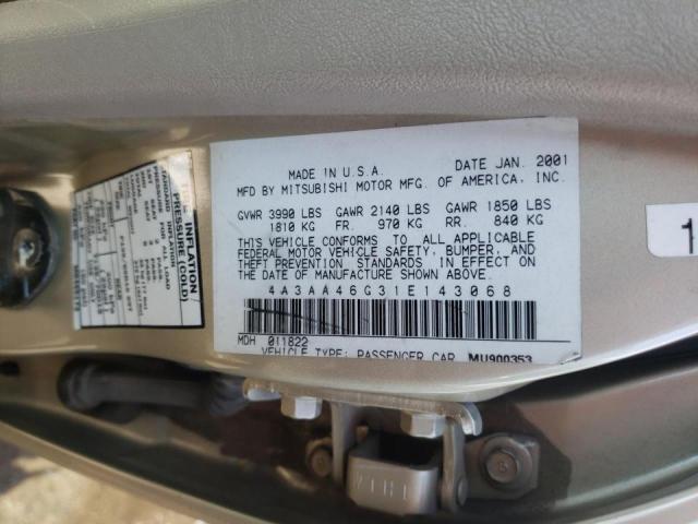 Photo 10 from auction – 2001 MITSUBISHI GALANT ES with VIN 4A3AA46G31E143068