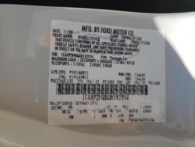 Photo 10 from auction – 2010 FORD FOCUS SE with VIN 1FAHP3FN8AW192954