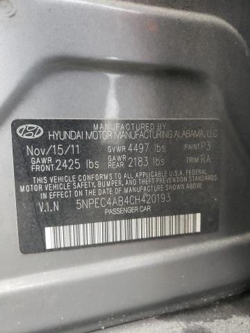 Photo 10 from auction – 2012 HYUNDAI SONATA SE with VIN 5NPEC4AB4CH420193