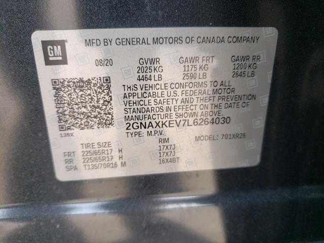 Photo 10 from auction – 2020 CHEVROLET EQUINOX LT with VIN 2GNAXKEV7L6264030