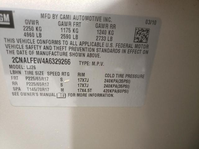 Photo 10 from auction – 2010 CHEVROLET EQUINOX LT with VIN 2CNALFEW4A6329266