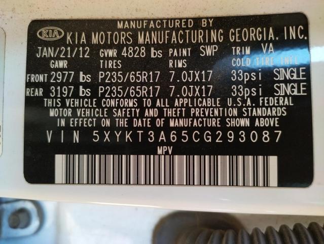Photo 10 from auction – 2012 KIA SORENTO BA with VIN 5XYKT3A65CG293087