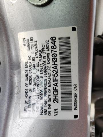 Photo 10 from auction – 2010 HONDA CIVIC LX with VIN 2HGFA1F52AH307846