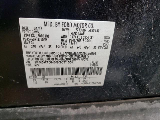 Foto 10 de la subasta – 2016 FORD EXPLORER X con VIN 1FM5K7DH6GGC71554