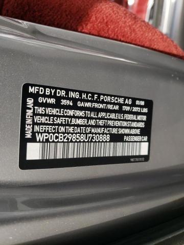 Photo 10 from auction – 2008 PORSCHE BOXSTER S with VIN WP0CB29858U730888