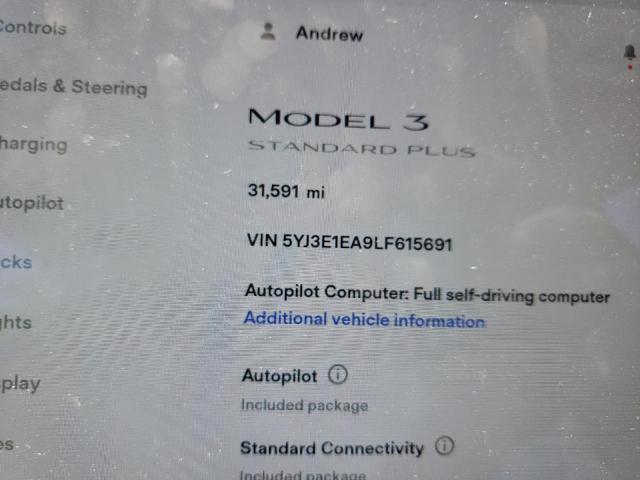 Photo 8 from auction – 2020 TESLA MODEL 3 with VIN 5YJ3E1EA9LF615691