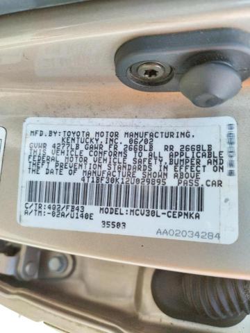 Photo 10 from auction – 2002 TOYOTA CAMRY LE with VIN 4T1BF30K12U029895