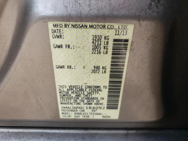 Photo 10 from auction – 2014 NISSAN ALTIMA 2.5 with VIN 1N4AL3APXEC184092