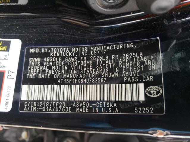 Photo 10 from auction – 2017 TOYOTA CAMRY with VIN 4T1BF1FK6HU783587