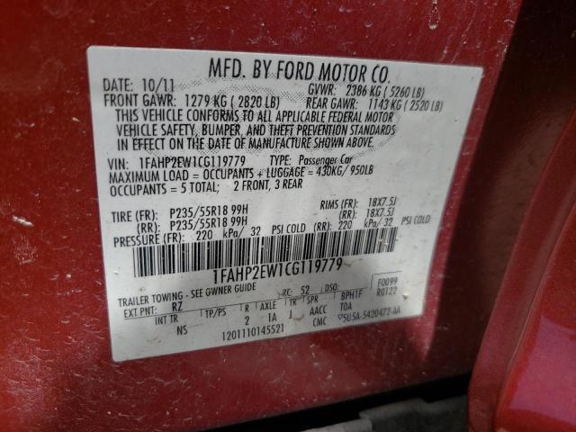 Photo 10 from auction – 2012 FORD TAURUS SEL with VIN 1FAHP2EW1CG119779