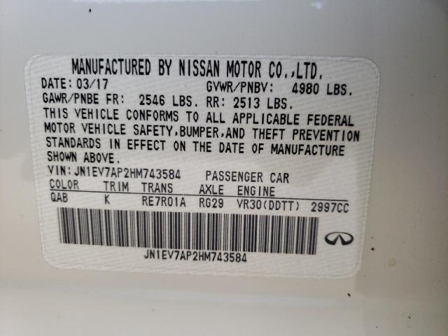 Photo 10 from auction – 2017 INFINITI Q50 PREMIU with VIN JN1EV7AP2HM743584