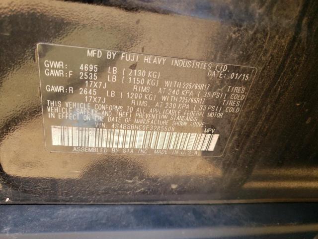 Photo 10 from auction – 2015 SUBARU OUTBACK 2. with VIN 4S4BSBHC0F3285508