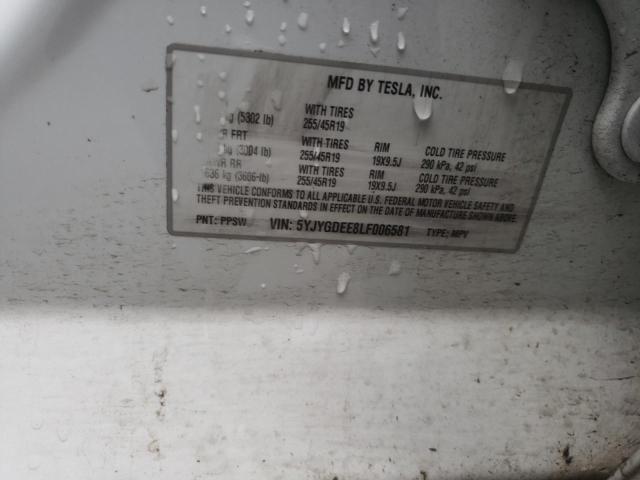 Photo 10 from auction – 2020 TESLA MODEL Y with VIN 5YJYGDEE8LF006581