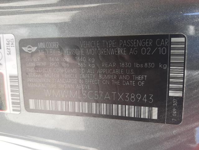 Photo 10 from auction – 2010 MINI COOPER CLU with VIN WMWML3C57ATX38943