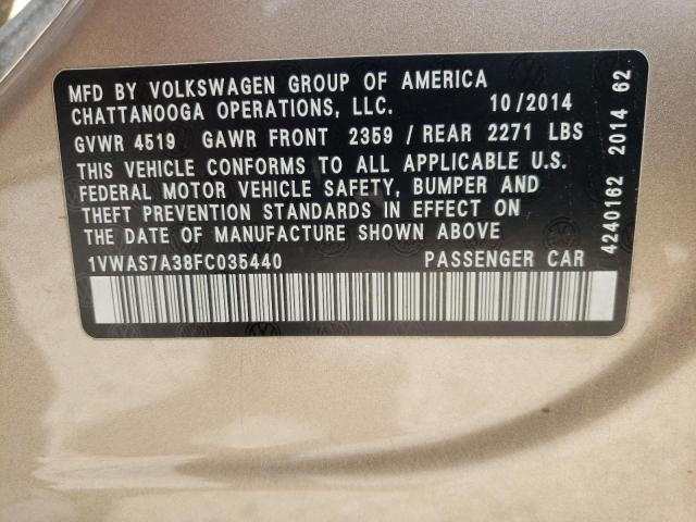 Photo 10 from auction – 2015 VOLKSWAGEN PASSAT S with VIN 1VWAS7A38FC035440