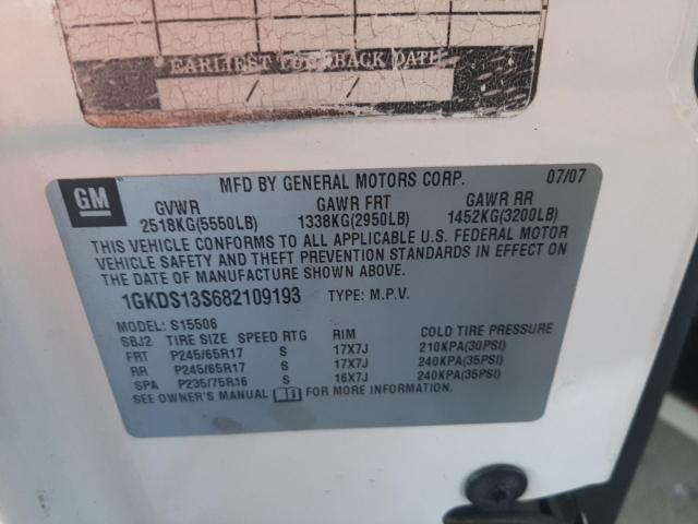 Photo 10 from auction – 2008 GMC ENVOY with VIN 1GKDS13S682109193