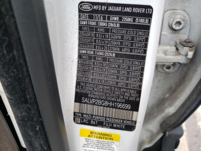 Photo 10 from auction – 2017 LAND ROVER RANGE ROVE with VIN SALVP2BG8HH196699
