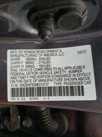 Photo 10 from auction – 2021 HONDA INSIGHT EX with VIN 19XZE4F50ME010737