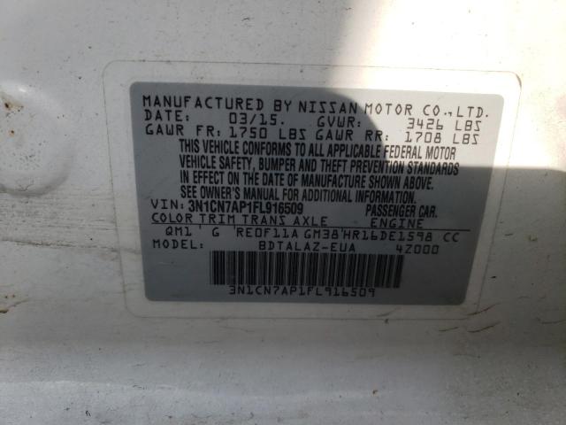 Photo 10 from auction – 2015 NISSAN VERSA S with VIN 3N1CN7AP1FL916509
