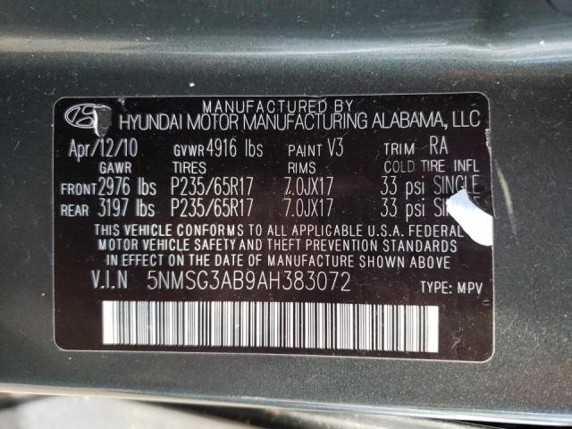 Photo 10 from auction – 2010 HYUNDAI SANTA FE G with VIN 5NMSG3AB9AH383072