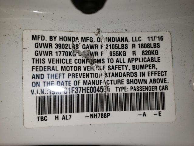 Photo 10 from auction – 2017 HONDA CIVIC EX with VIN 19XFC1F37HE004560