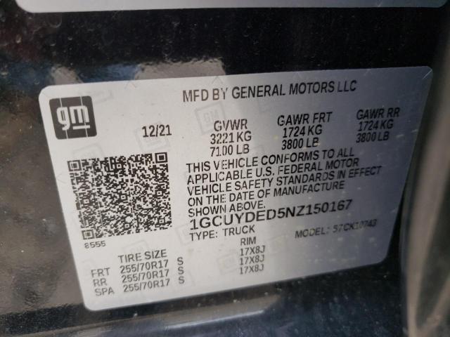 Photo 10 from auction – 2022 CHEVROLET SILVERADO with VIN 1GCUYDED5NZ150167