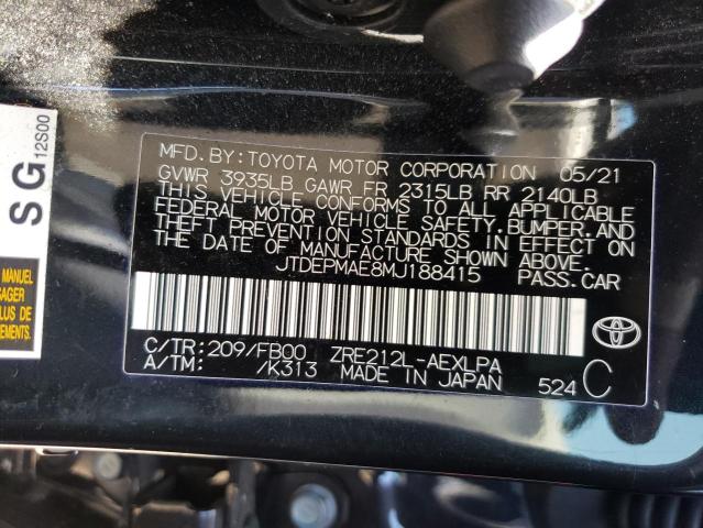 Photo 10 from auction – 2021 TOYOTA COROLLA LE with VIN JTDEPMAE8MJ188415