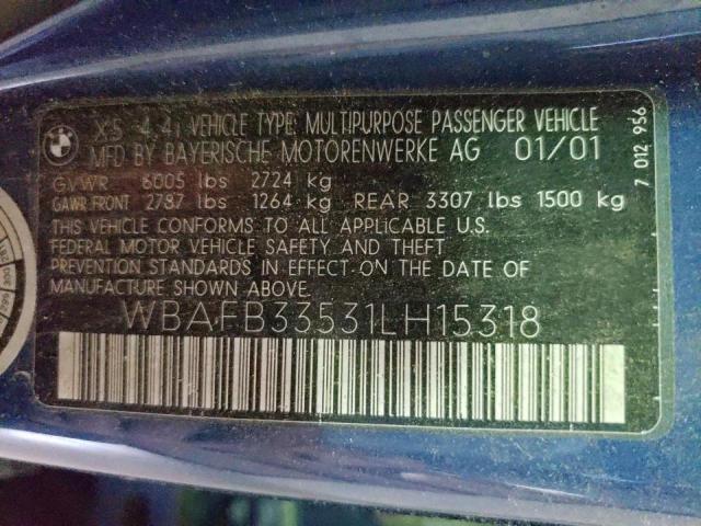 Photo 10 from auction – 2001 BMW X5 4.4I with VIN WBAFB33531LH15318