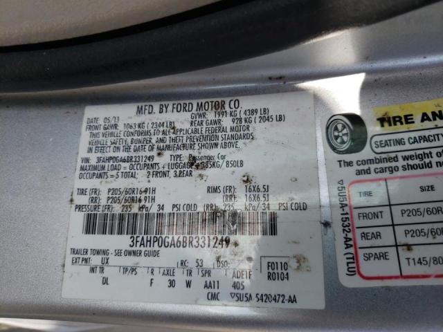 Photo 10 from auction – 2011 FORD FUSION S with VIN 3FAHP0GA6BR331249