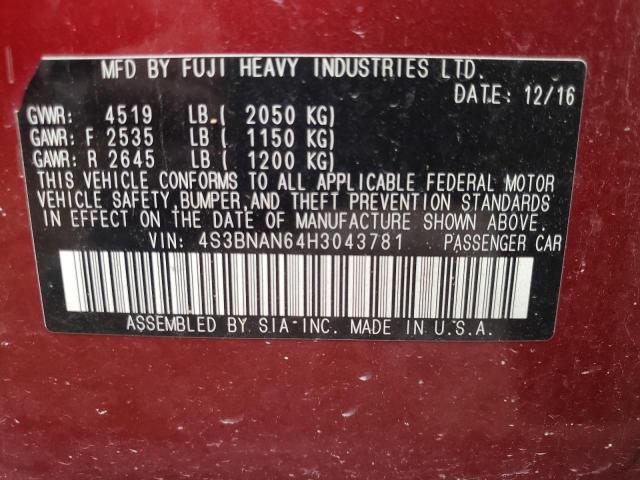Photo 10 from auction – 2017 SUBARU LEGACY 2.5 with VIN 4S3BNAN64H3043781