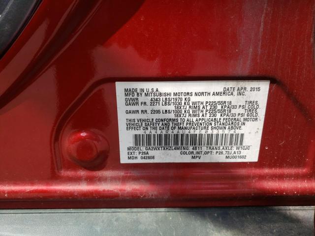 Photo 10 from auction – 2015 MITSUBISHI OUTLANDER with VIN 4A4AR4AU4FE033574